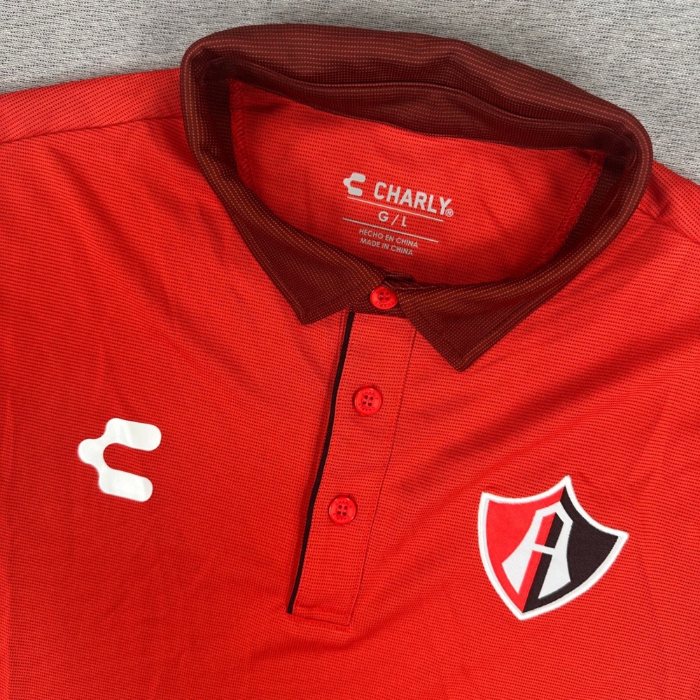 Atlas FC Charly Polo Shirt Mens Large Red Soccer Dry Factor Guadalajara Liga MX